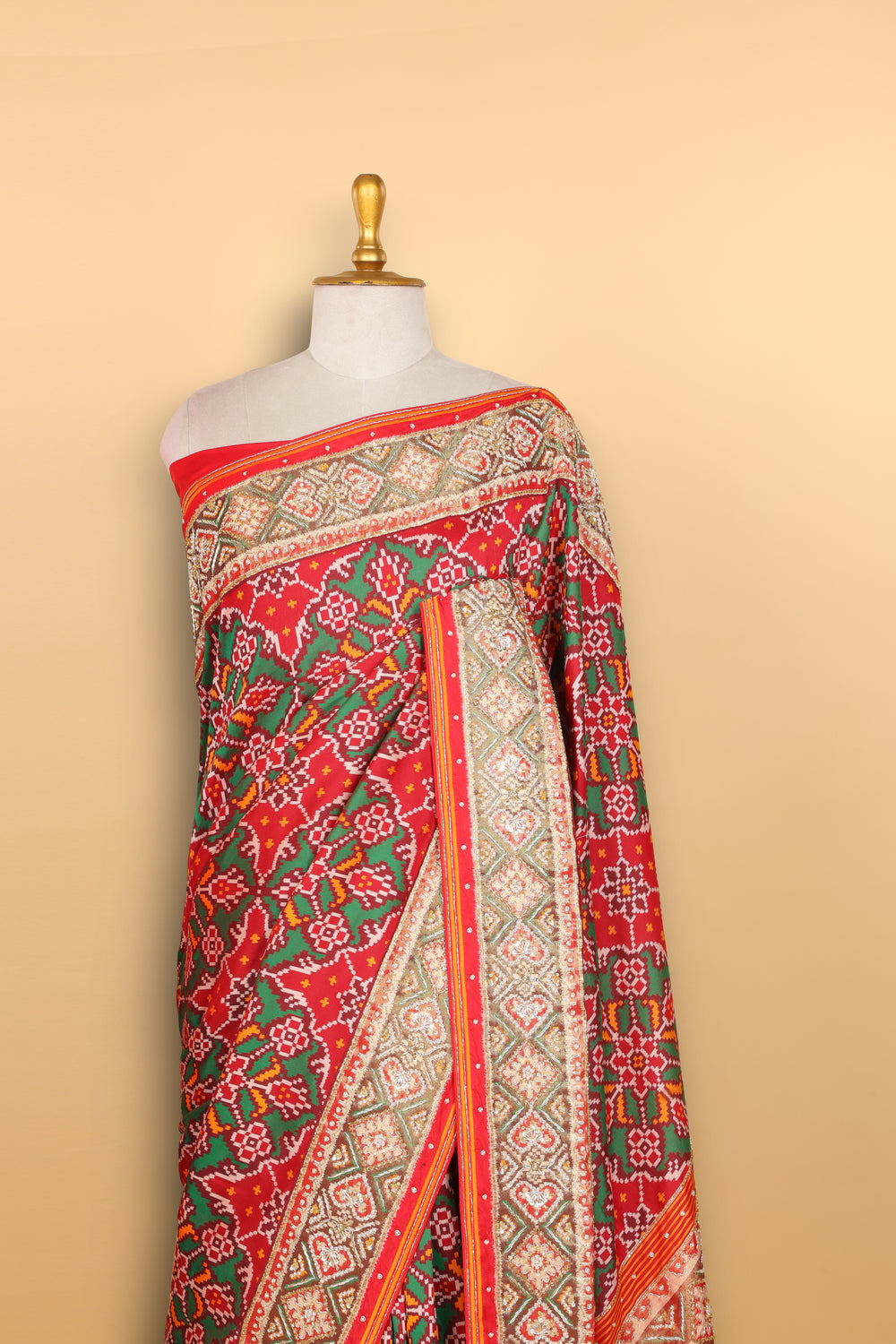 Maroon Patola Silk Saree with Cutdana and Zardozi Work