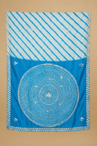Blue and Ivory Leheriya Russian Silk Saree