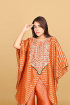 Rust Banarasi Kaftan with Tissue Palazzo