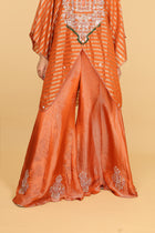 Rust Banarasi Kaftan with Tissue Palazzo