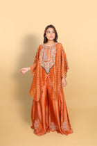 Rust Banarasi Kaftan with Tissue Palazzo