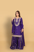 Purple Kurti Gharara with Dupatta