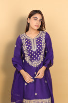 Purple Kurti Gharara with Dupatta