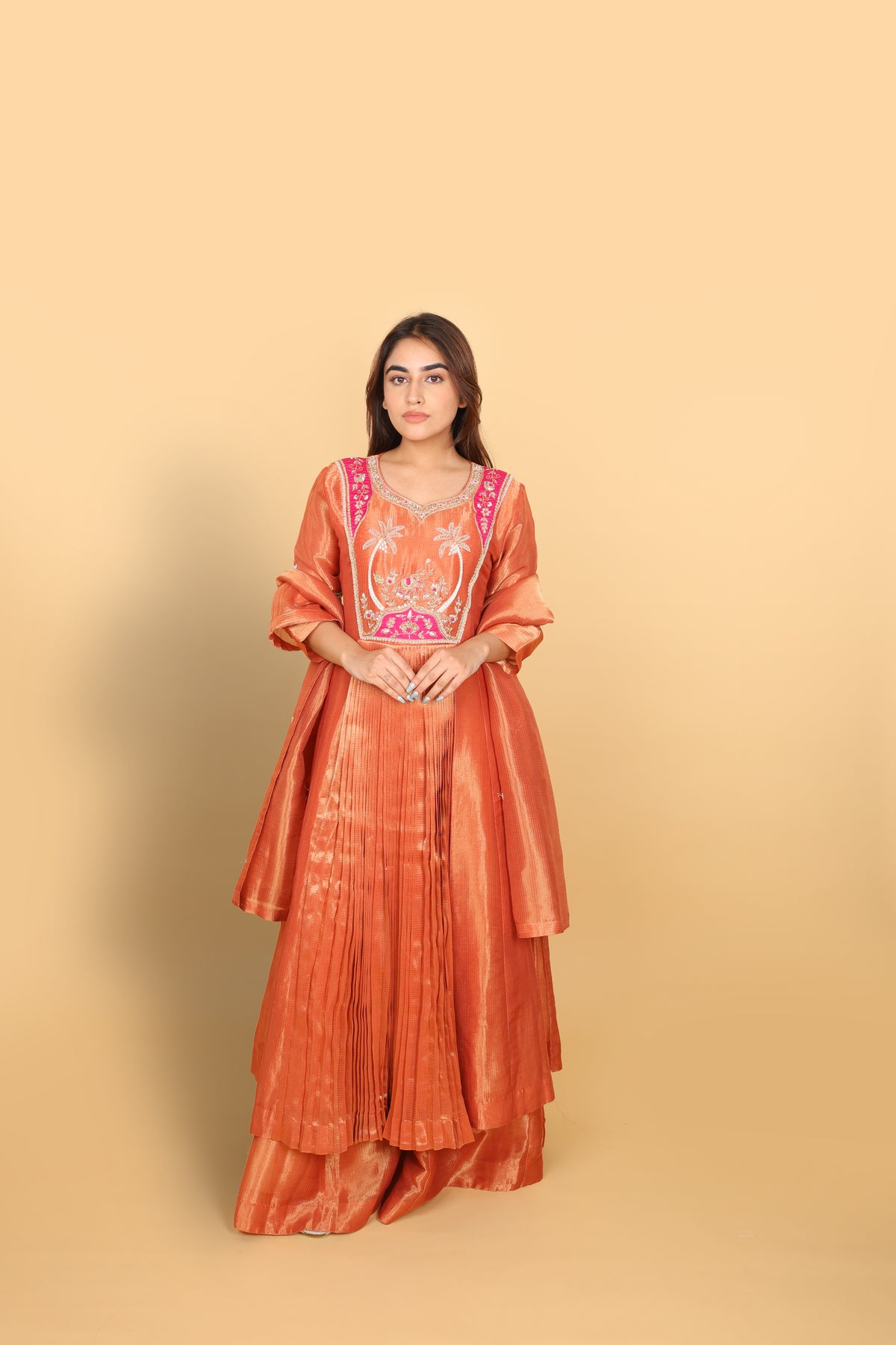 Rust Kaftan Concept with Plazo