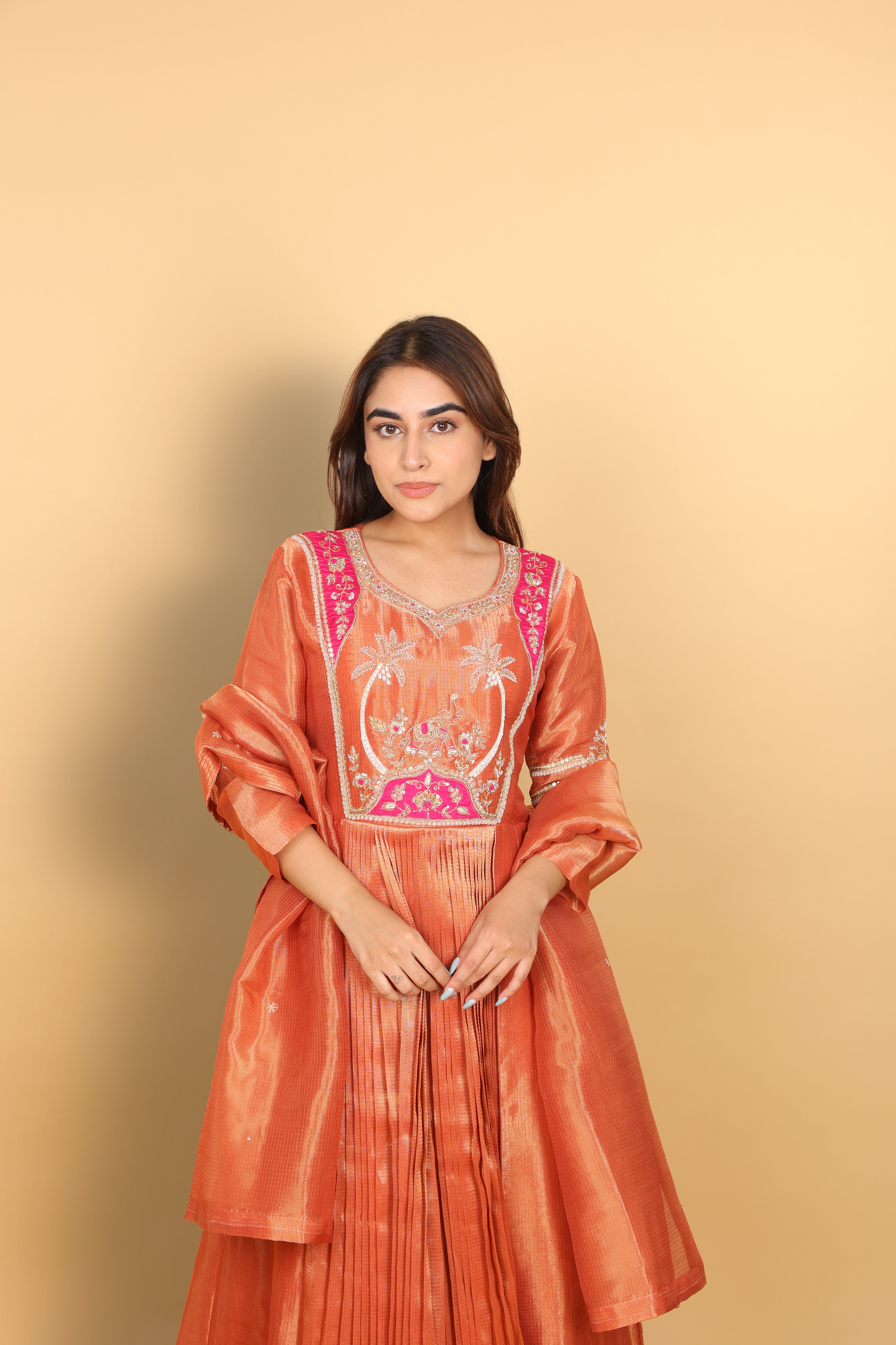 Rust Kaftan Concept with Plazo