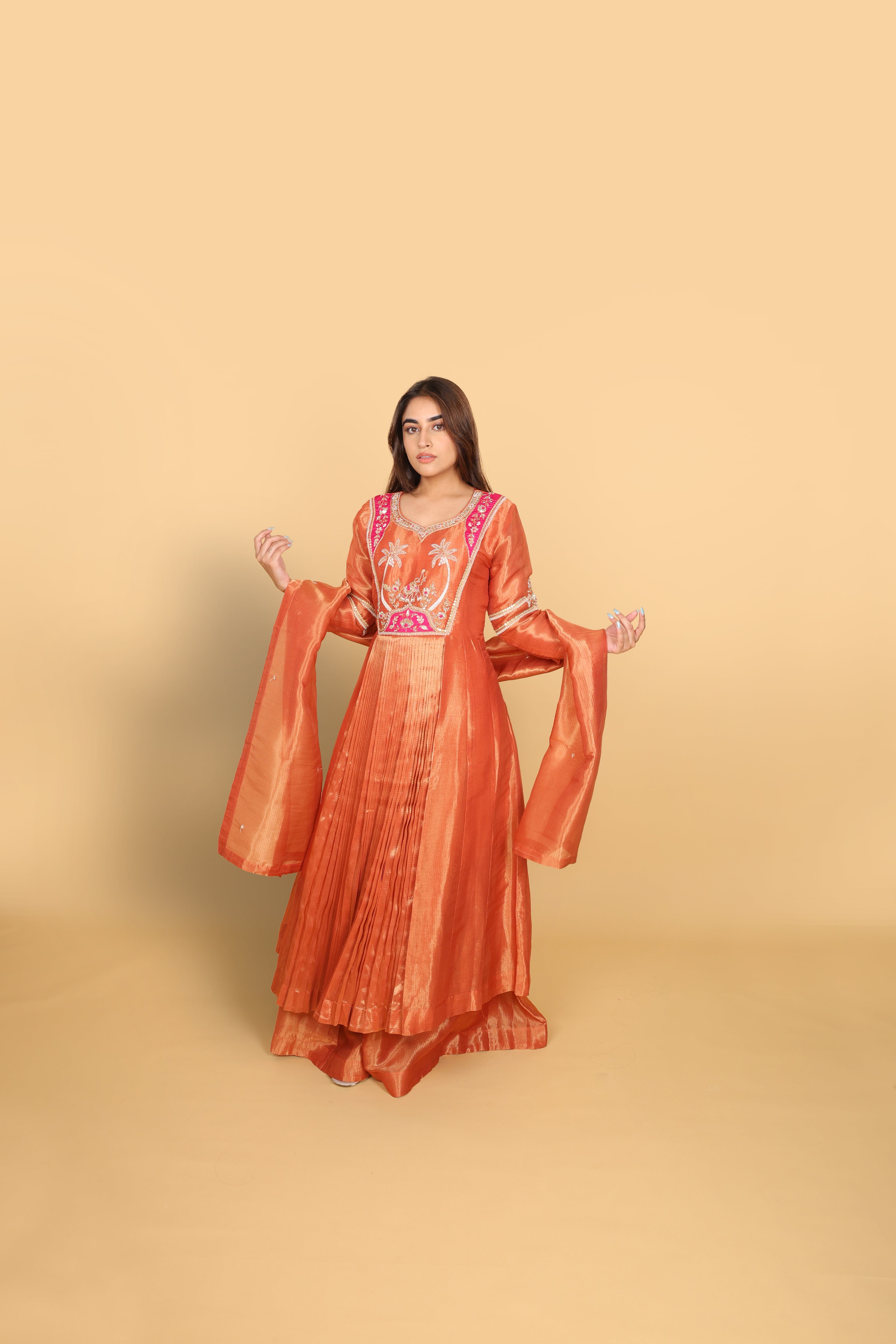 Rust Kaftan Concept with Plazo