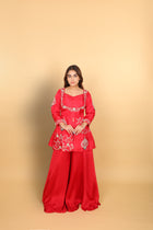 Red Peplum with Plazo & Dupatta