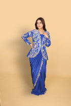 Electric Blue Top & Bustier with Drape Saree