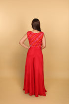 Red Bandhej Top with Palazzo