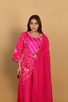 Rani Leheriya Short Kurti with Palazzo & Dupatta