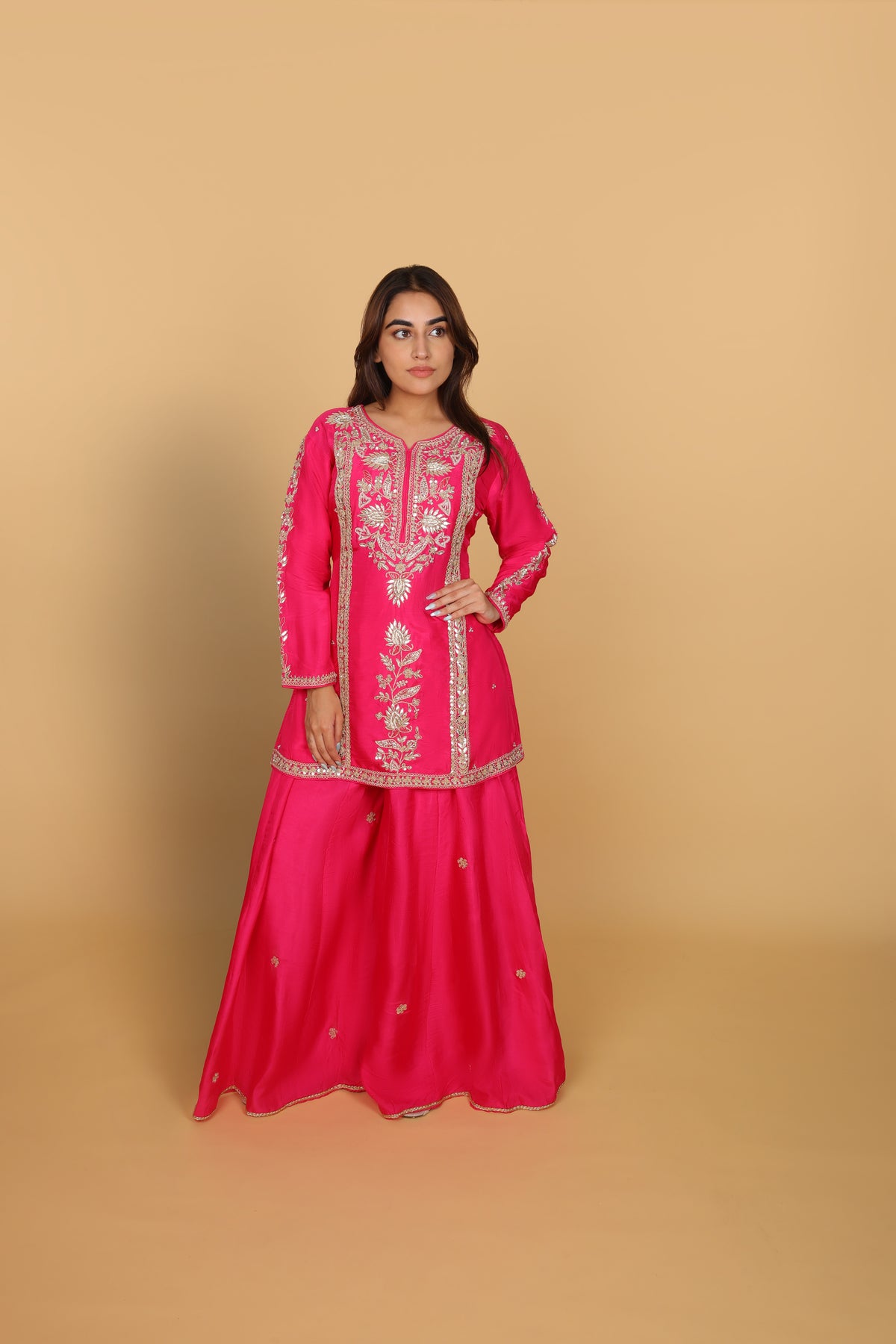 Rani Short Kurti with Palazzo & Dupatta