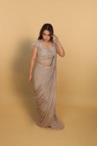 Beige Drape Saree with Blouse