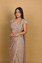 Beige Drape Saree with Blouse