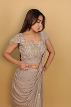 Beige Drape Saree with Blouse