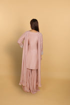 Fresh Peach Short Kurti Gharara with Choker Dupatta