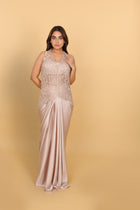 Champagne beige Indo-Western tulip skirt with bustier