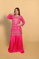 Rani pink short kurti with palazzo and dupatta