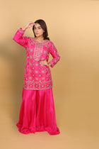 Rani pink short kurti with palazzo and dupatta