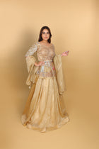 Gold Lehenga with Peplum Top & Dupatta