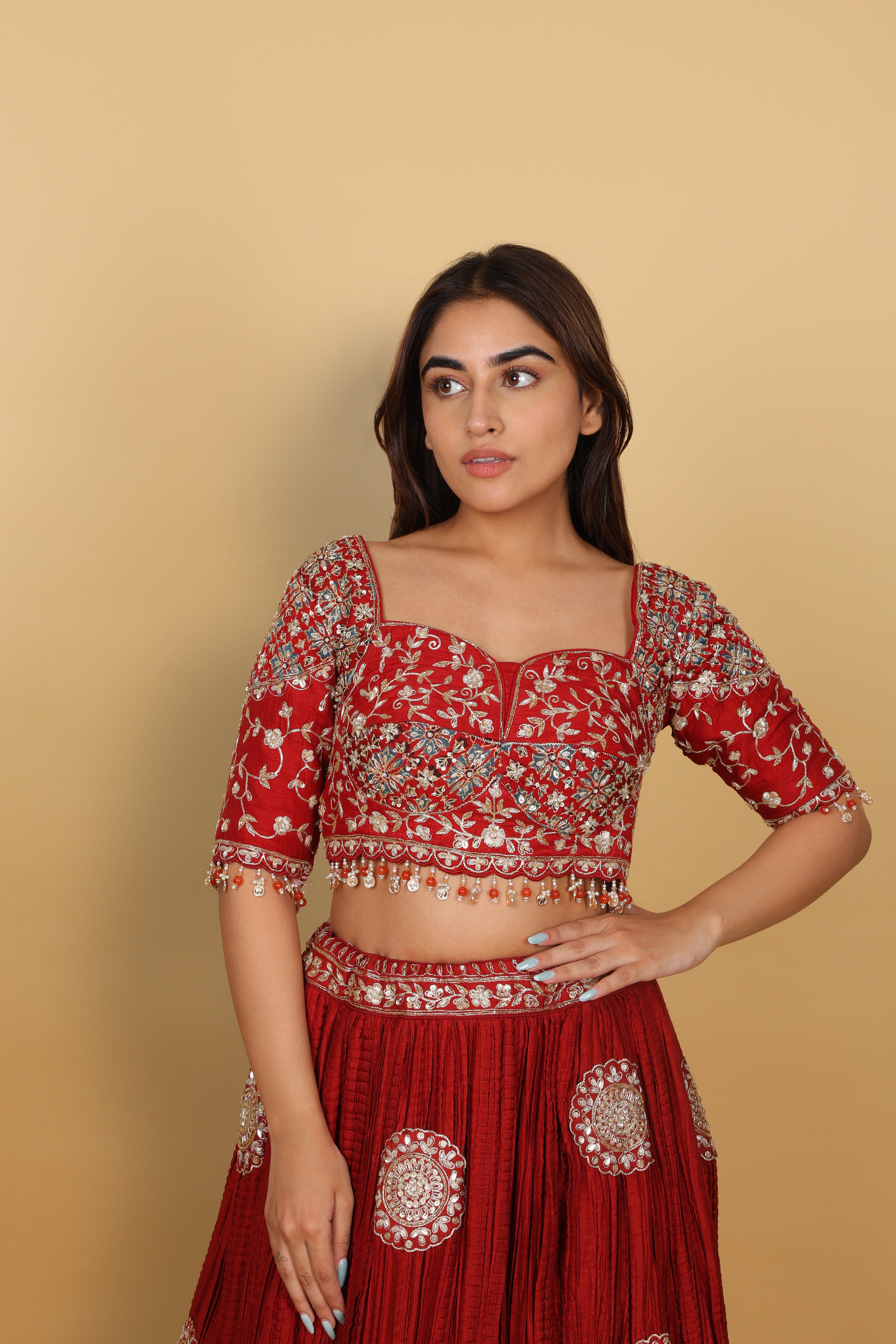 Maroon Crush Lehenga with Blouse & Dupatta
