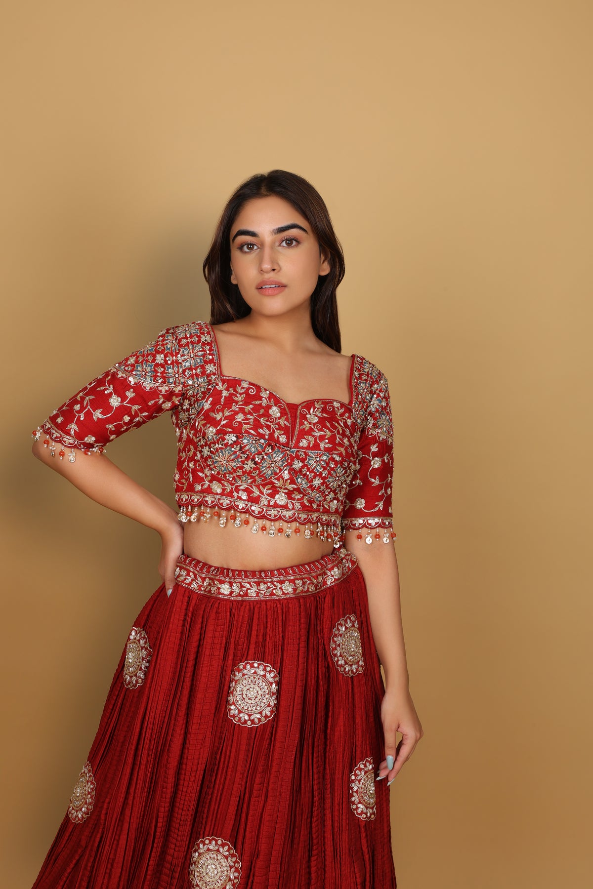Maroon Crush Lehenga with Blouse & Dupatta