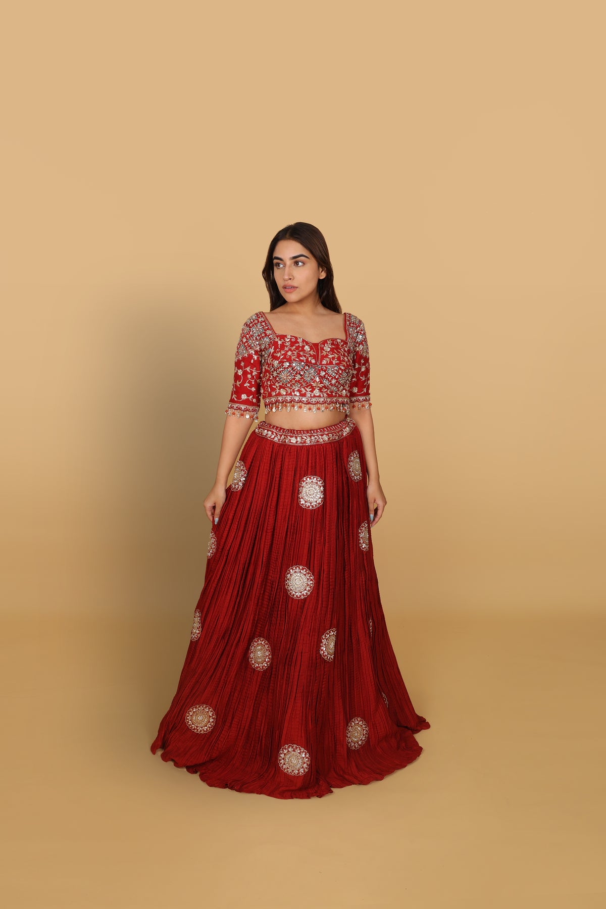 Maroon Crush Lehenga with Blouse & Dupatta