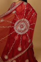 Maroon Crushed Lehenga with Blouse & Dupatta