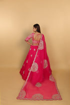 Rani umbrella lehenga with embellished blouse and hanging bead details