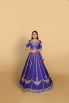 Blue Lehenga with Green Dupatta & Kali Pattern Blouse