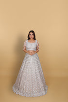 Ivory lehenga kali concept, spaghetti blouse with dolls self-on-self