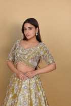 Mehendi green lehenga kali, Sabyasachi-cut blouse