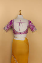Purple Organza Saree with Gharchola Pallu and Pre-Stitched Blouse