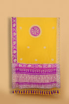 Purple Organza Saree with Gharchola Pallu and Pre-Stitched Blouse